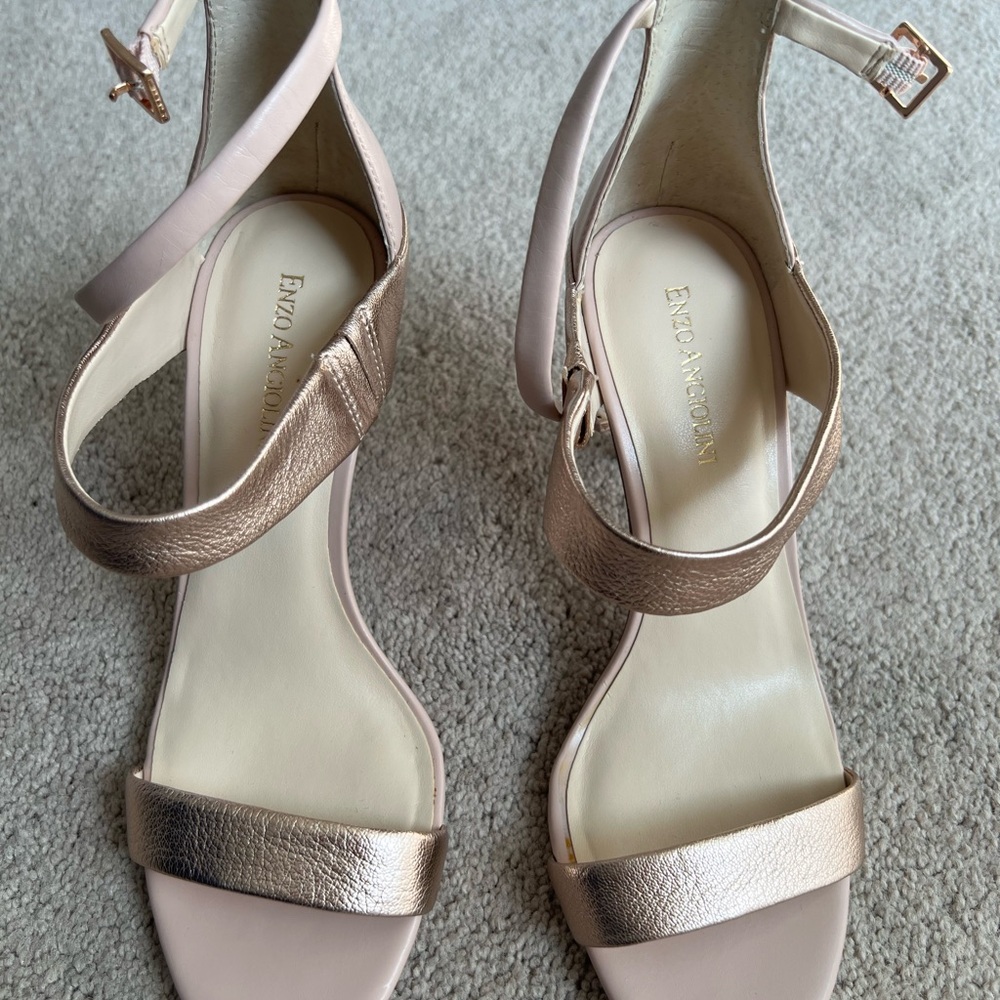 Enzo Angiolini Gold Heels with Ankle Strap